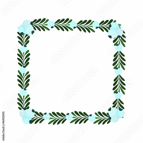 Vector Christmas frame with mistletoe. Hand-drawn illustration for congratulations and invitations with wreath and frame.