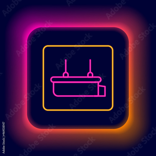 Glowing neon line Lifeboat icon isolated on black background. Colorful outline concept. Vector