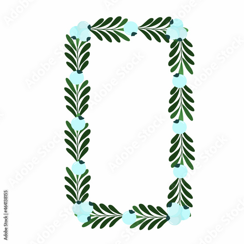 Vector Christmas frame with mistletoe. Hand-drawn illustration for congratulations and invitations with wreath and frame.