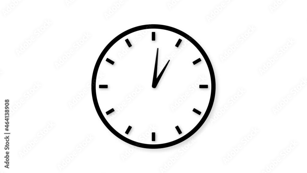 Round clock with rotating animated arrows. Animation on white Round clock with rotating animated arrows. Animation on white