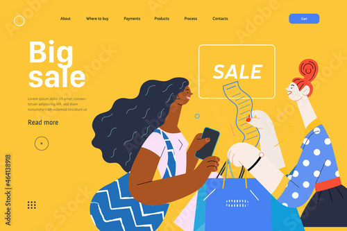 Discounts, sale, promotion, web template. Flat vector