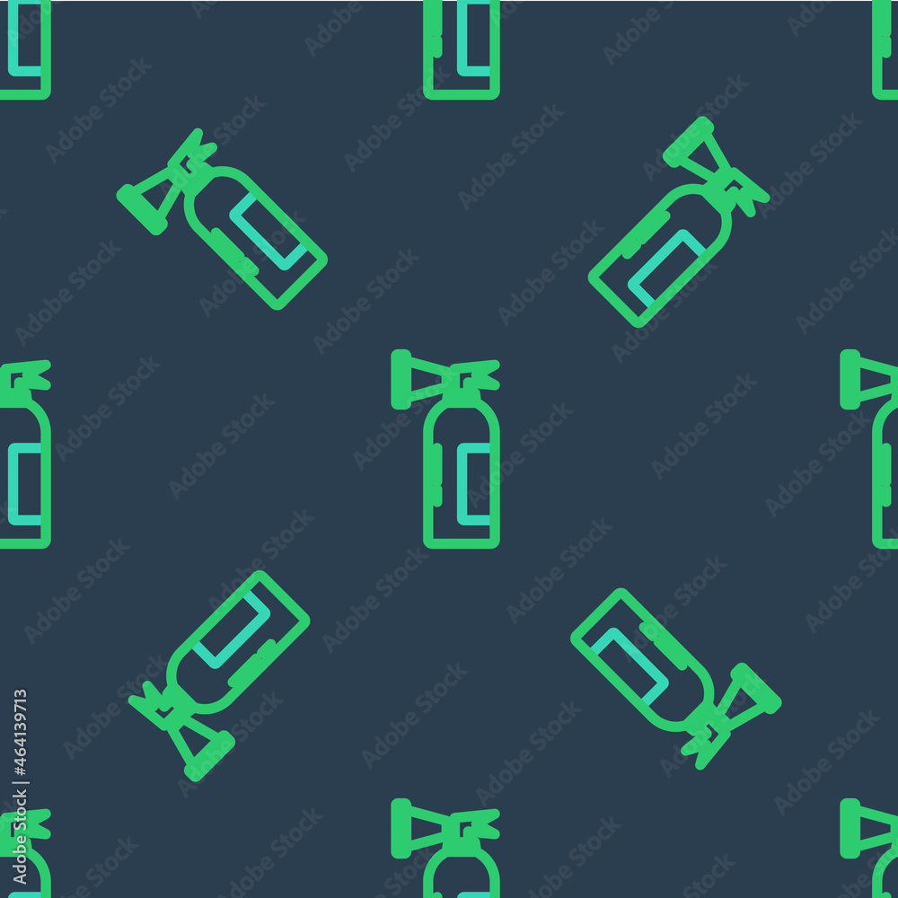 Line Fire extinguisher icon isolated seamless pattern on blue background. Vector Line Fire extinguisher icon isolated seamless pattern on blue background. Vector