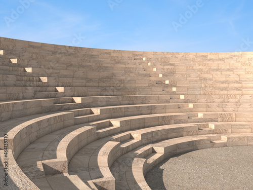 3d rendering of a classic amphitheatre with stone steps