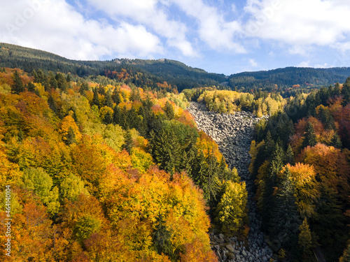 Aerial autumn view of Stone river at Vitosha Mountain, Bulgaria