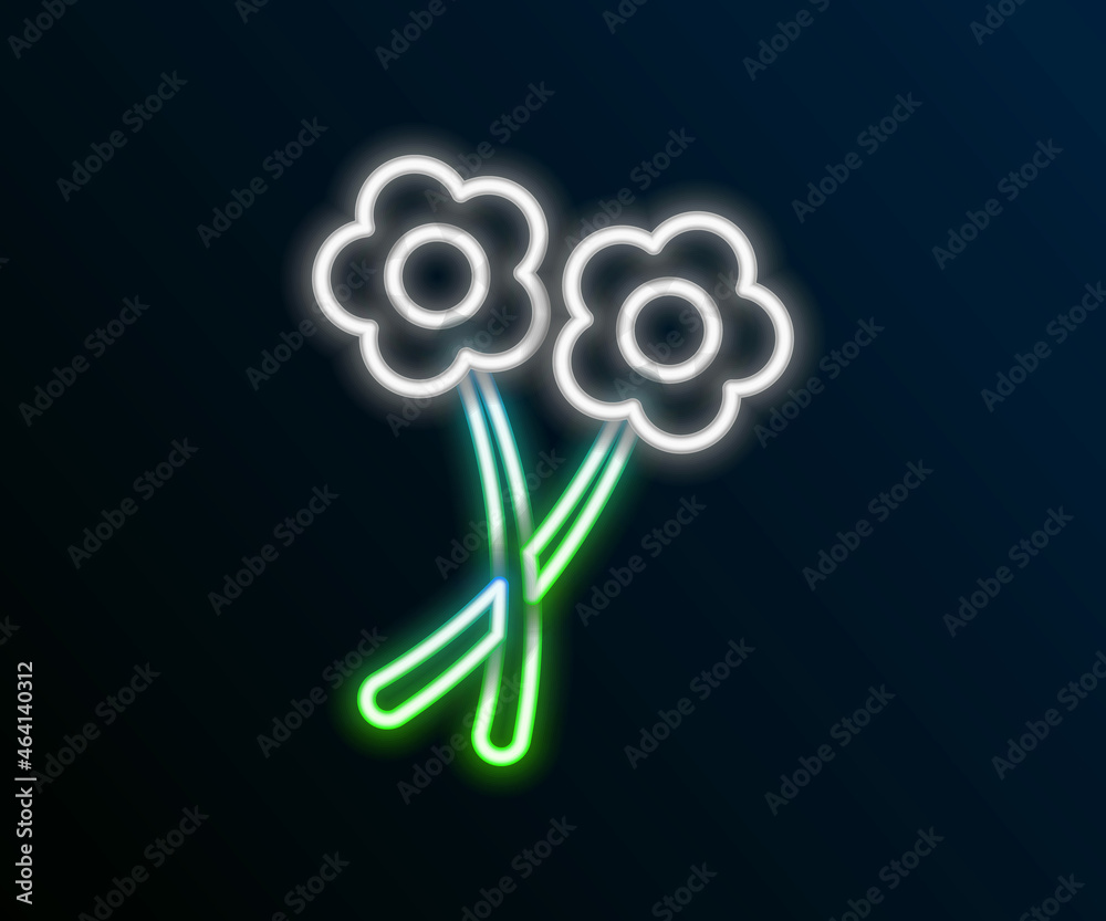 Glowing neon line Flower icon isolated on black background. Colorful outline concept. Vector Glowing neon line Flower icon isolated on black background. Colorful outline concept. Vector
