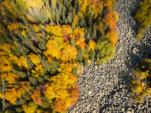 Aerial autumn view of Stone river at Vitosha Mountain, Bulgaria photo