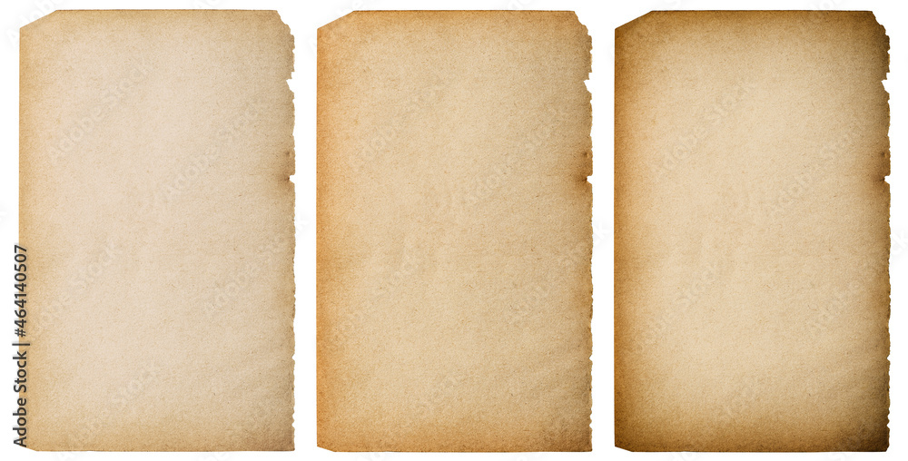 Old grungy paper sheet texture background torn edges isolated