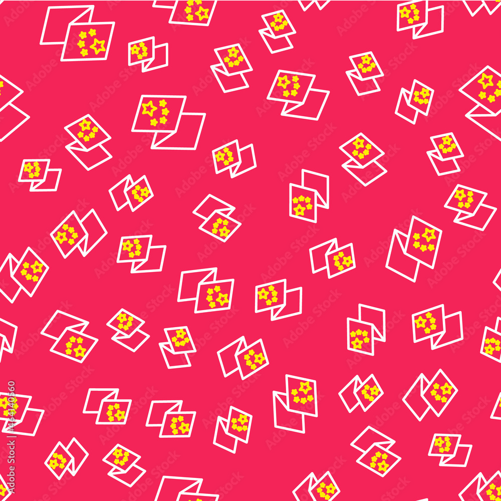 Line China flag icon isolated seamless pattern on red background. Vector Line China flag icon isolated seamless pattern on red background. Vector