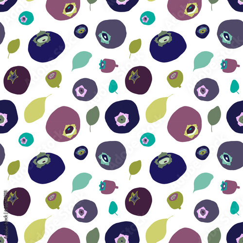 Seamless pattern with blueberry. Vector hand drawn illustration. Design for cosmetics, spa, health care products and perfume. Best for textile, wrapping paper, post cards and farmers market.