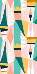 Keuken achterwand Kleurrijk patronen Moderne uitgeknipte vormen kleurrijke collage  © Oleksandra