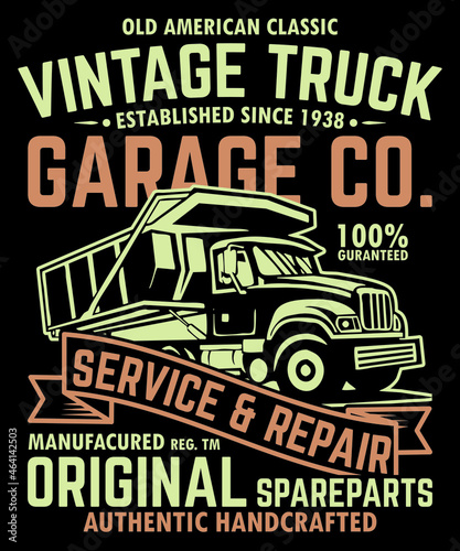 Fully editable vector illustration  Editable AI  and EPS outline Vintage Truck T-Shirt Design an image suitable for t-shirt graphic  poster or print design  the package is 4500x5400px