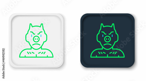 Line Krampus, heck icon isolated on white background. Horned devil. Traditional Christmas devil. Happy Halloween party. Colorful outline concept. Vector