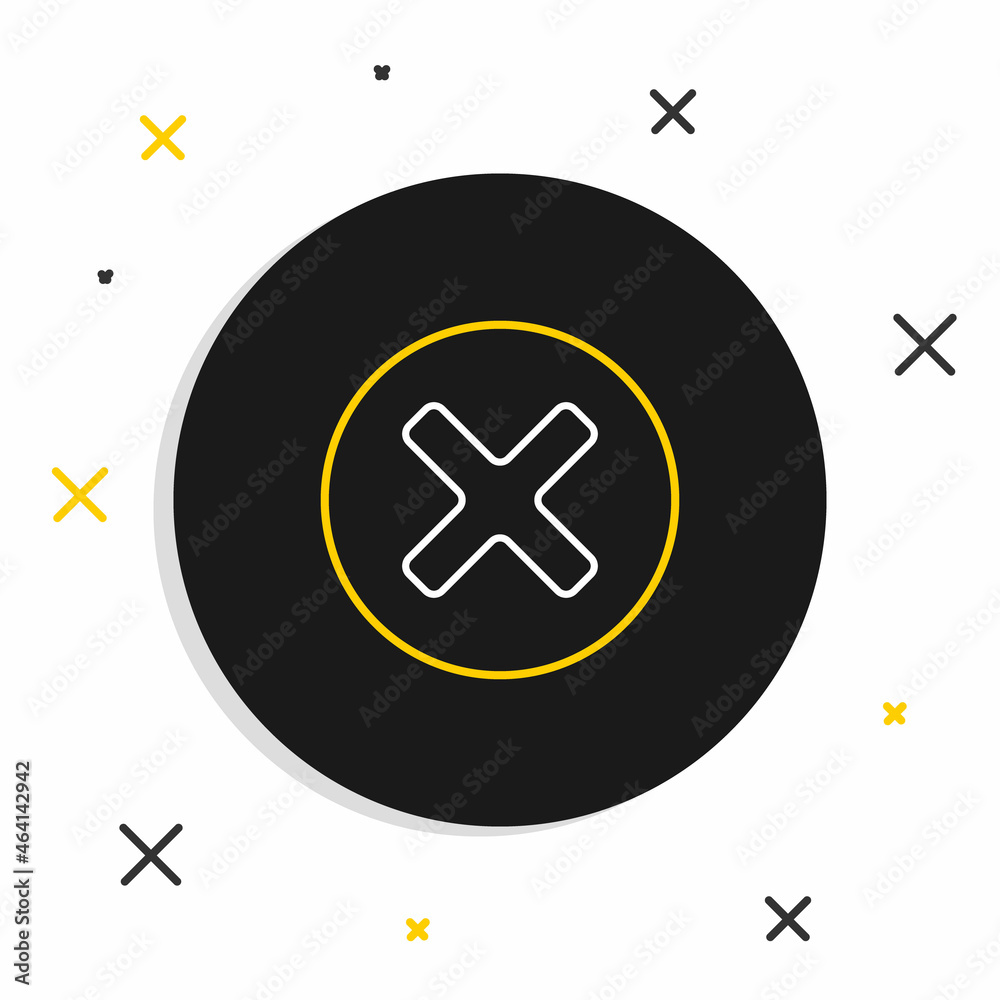 Fototapeta premium Line X Mark, Cross in circle icon isolated on white background. Check cross mark icon. Colorful outline concept. Vector