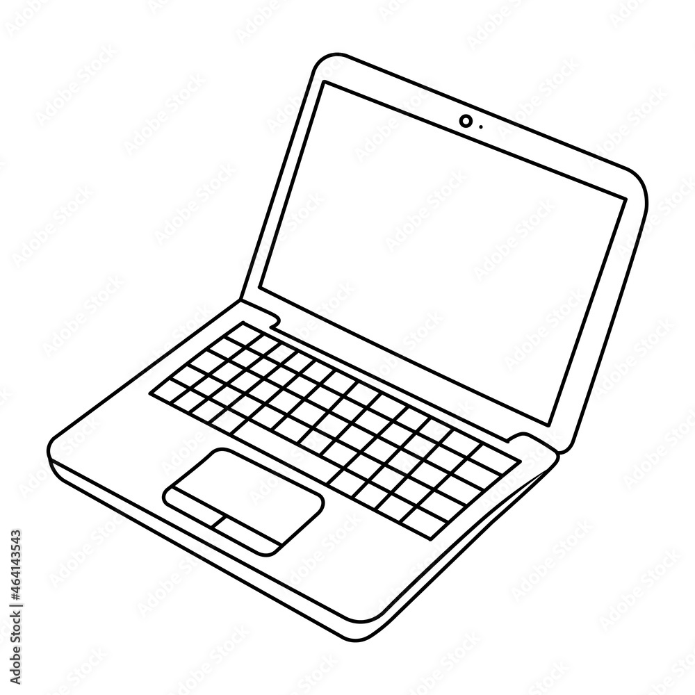 Hand draw doodle notebook. Vector illustration in doodle style isolated on white background. Cute illustration computer. Line art sketch of macbook Hand draw doodle notebook. Vector illustration in doodle style isolated on white background. Cute illustration computer. Line art sketch of macbook