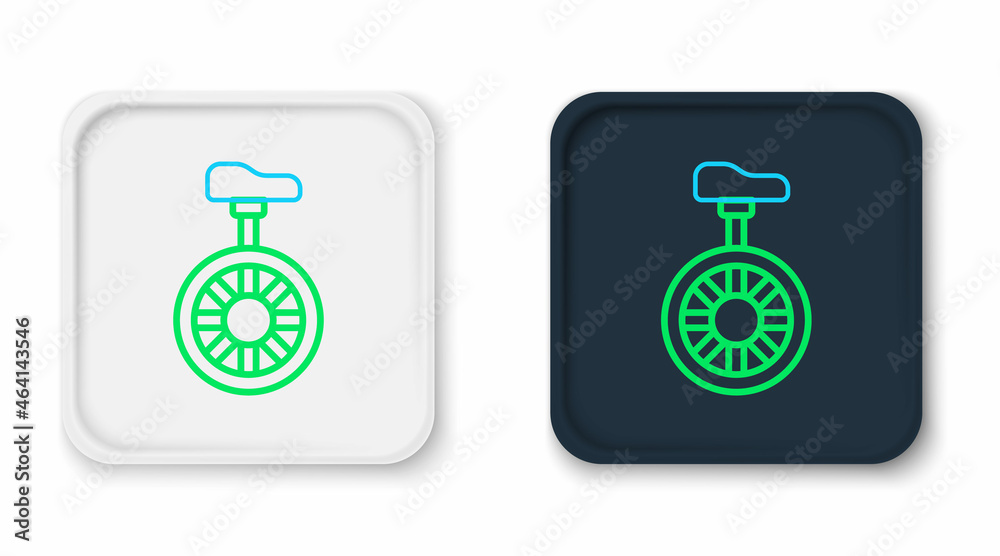 Line Unicycle or one wheel bicycle icon isolated on white background. Monowheel bicycle. Colorful outline concept. Vector Line Unicycle or one wheel bicycle icon isolated on white background. Monowheel bicycle. Colorful outline concept. Vector