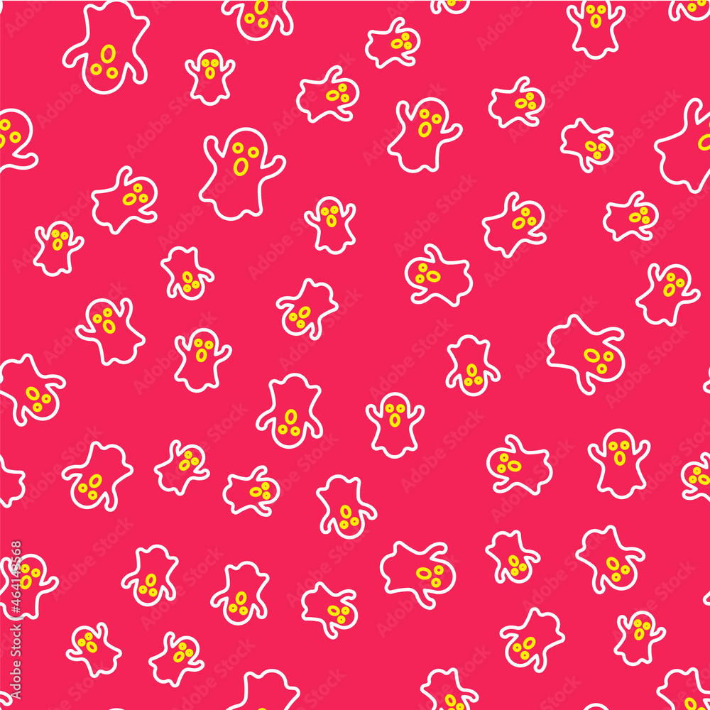 Line Ghost icon isolated seamless pattern on red background. Happy Halloween party. Vector Line Ghost icon isolated seamless pattern on red background. Happy Halloween party. Vector