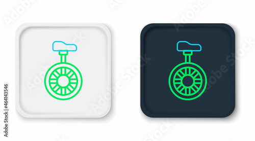 Line Unicycle or one wheel bicycle icon isolated on white background. Monowheel bicycle. Colorful outline concept. Vector