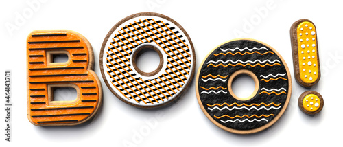 Boo! Halloween cookies on white background - 3D illustration