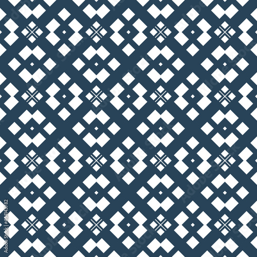 Seamless geometric pattern with blue lattice on a white background. Vector illustration