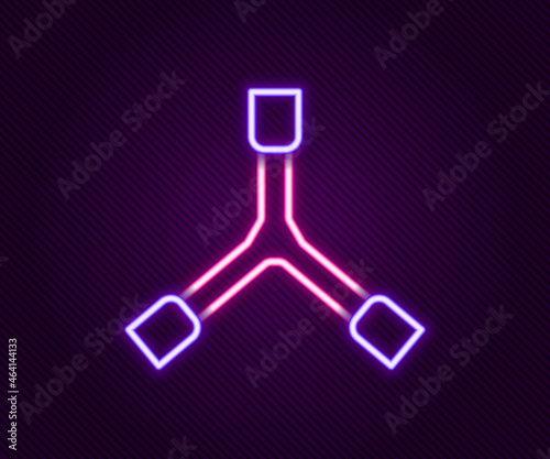 Glowing neon line Skateboard Y-tool icon isolated on black background. Colorful outline concept. Vector