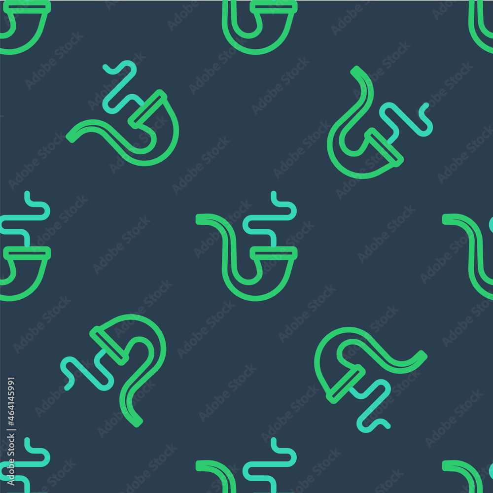 Line Smoking pipe with smoke icon isolated seamless pattern on blue background. Tobacco pipe. Vector Line Smoking pipe with smoke icon isolated seamless pattern on blue background. Tobacco pipe. Vector