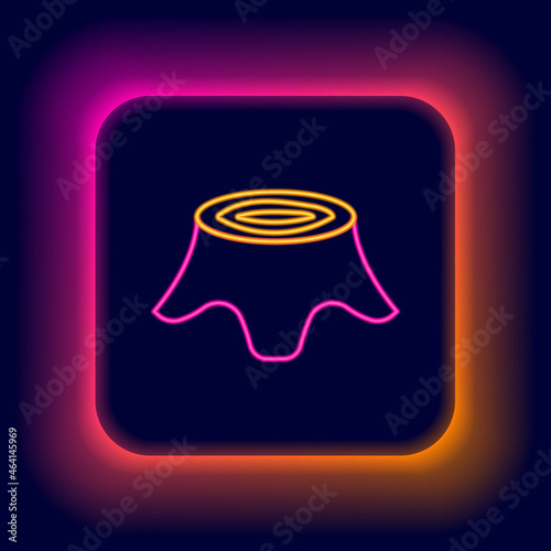 Glowing neon line Tree stump icon isolated on black background. Colorful outline concept. Vector