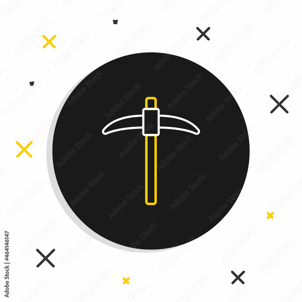 Line Pickaxe icon isolated on white background. Colorful outline concept. Vector Line Pickaxe icon isolated on white background. Colorful outline concept. Vector