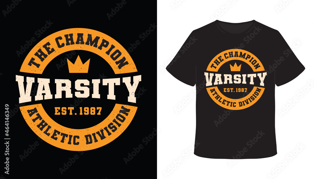 The champion varsity typography t-shirt design
