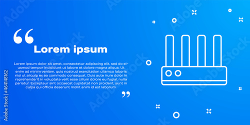 White line Router and wi-fi signal icon isolated on blue background. Wireless ethernet modem router. Computer technology internet. Vector