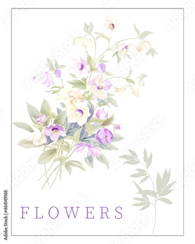 Watercolor flowers illustration.They are perfect for making DIY wedding invitations  blog header  floral letters  art prints  greeting cards and wall arts. used in designing beautiful printing pattern