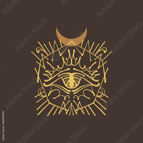 Magic occult sacred eye of Providence art. Flash tattoo design. Masonic symbol. All seeing triangle pyramid. Sacred geometry, occultism, spirituality.