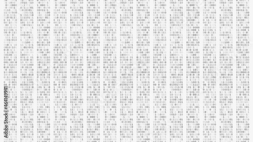 Wallpaper with binary computer code on light background. Binary data in columns of 8 numbers.