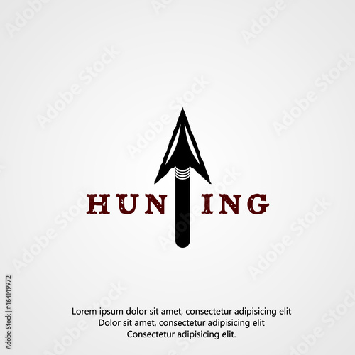 Native Indian Spear Arrowhead for Hunting, Hunt, Hunter Vintage Grunge Retro Hipster Logo Design