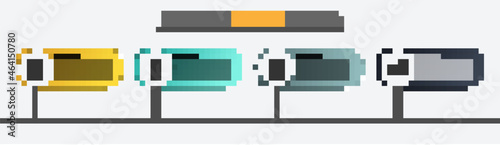 Set line Car transporter truck, Canister for motor machine oil, Screwdriver and Online car services. Business infographic template. Vector