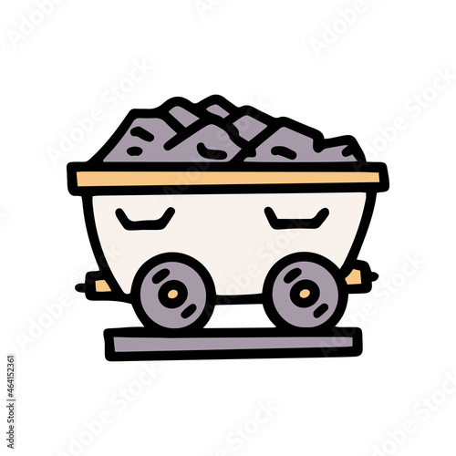 coal mine cart color vector doodle simple icon