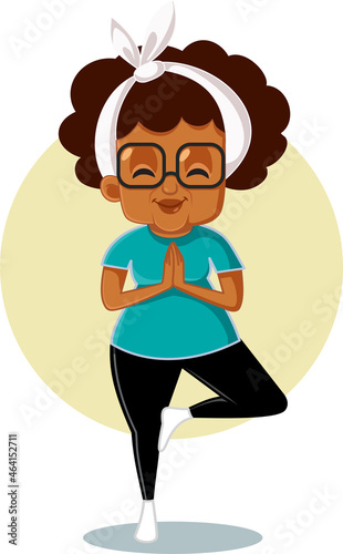 Active Elderly Woman in Yoga Pose Vector Illustration