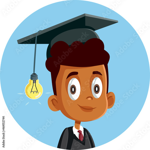 Smart Child Wearing a Graduation Hat Vector Illustration