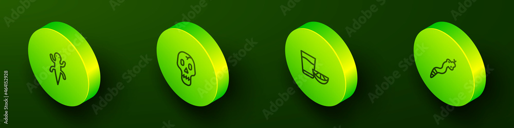 Set Isometric line Lizard, Skull, Tequila glass with lemon and Snake icon. Vector Set Isometric line Lizard, Skull, Tequila glass with lemon and Snake icon. Vector