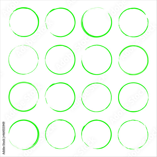 Light green round frames. Silhouette ink art. Abstract concept. Decorative emblem. Vector illustration. Stock image. 