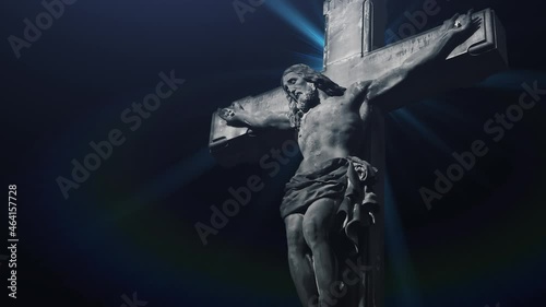 jesus christ on the cross with flare light background