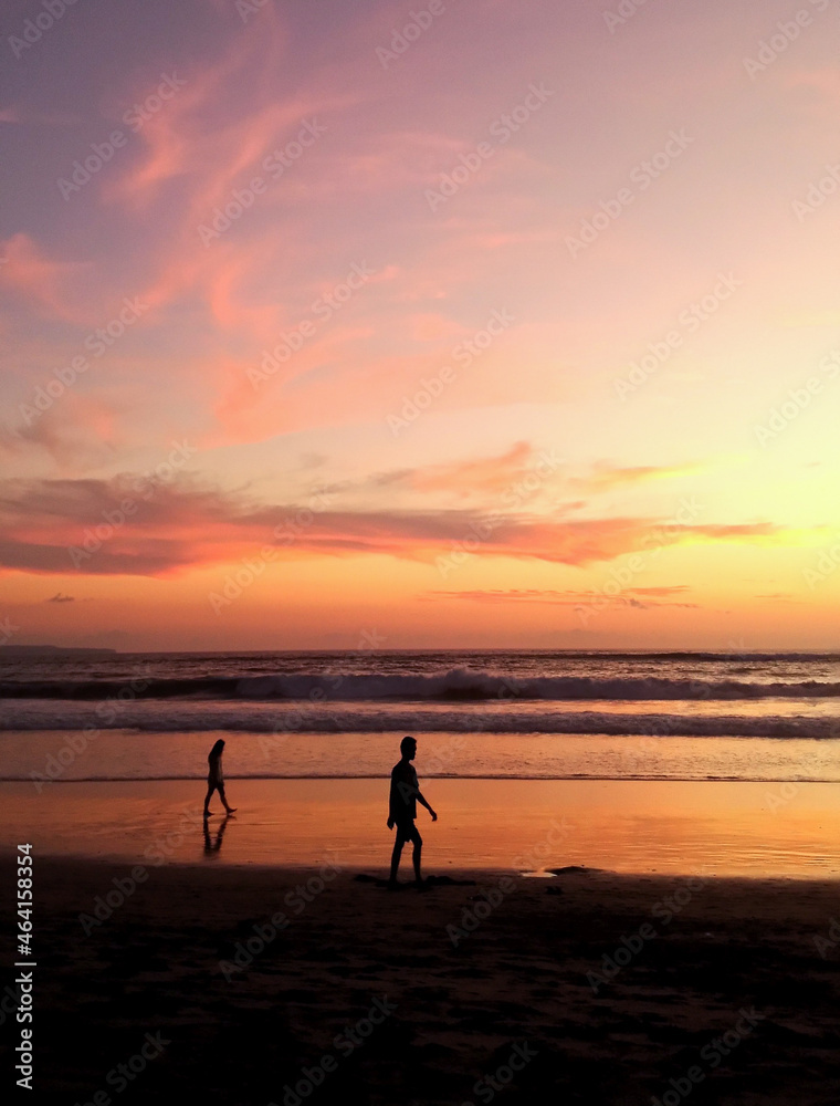 Fototapeta premium Amazing sunset at Legian beach Bali Indonesia.