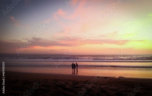 Amazing sunset at Legian beach Bali Indonesia.