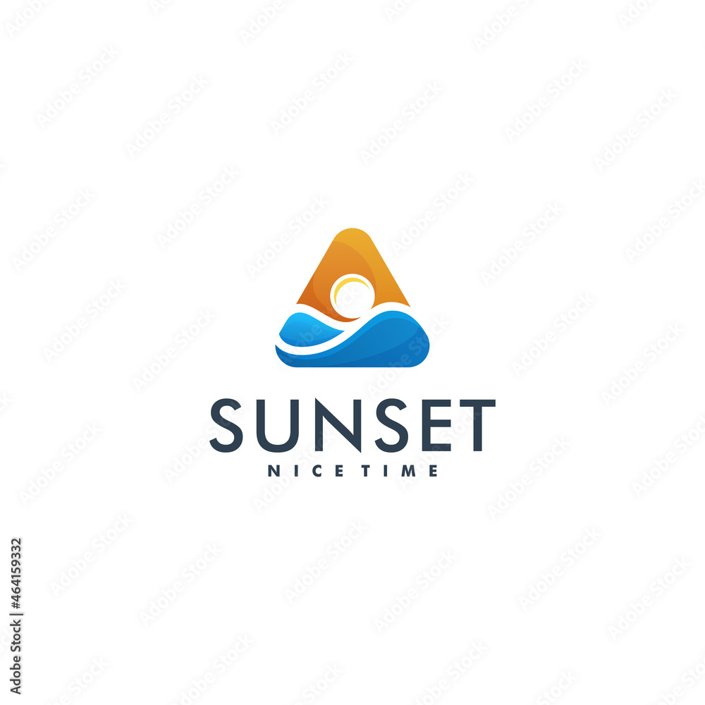 Sunset Peak logo design vector illustration