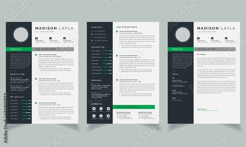 Modern Resume / CV template dark color 2-page job application