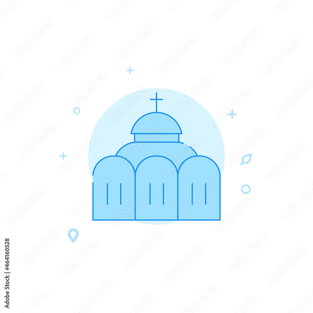 Orthodox church flat vector icon. Building symbol, filled line style. Blue monochrome design. Editable stroke Orthodox church flat vector icon. Building symbol, filled line style. Blue monochrome design. Editable stroke
