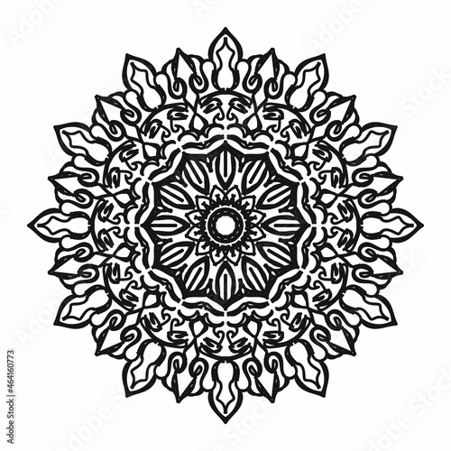 Circular pattern in the form of a mandala for Henna, Mehndi, tattoos, decorations. Decorative decoration in ethnic oriental style. Coloring book page.