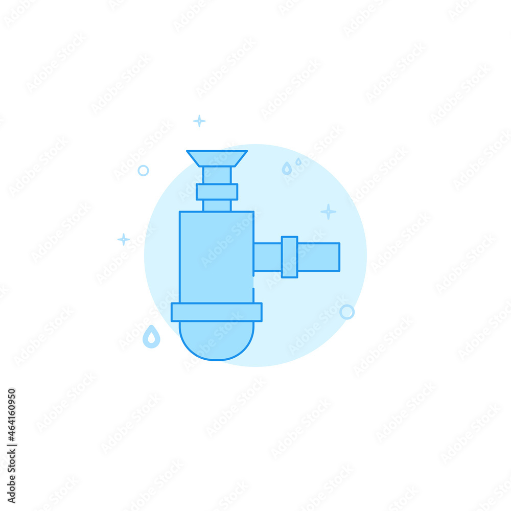 Sink siphon flat vector icon. Plumbing symbol filled line style. Blue monochrome design. Editable stroke Sink siphon flat vector icon. Plumbing symbol filled line style. Blue monochrome design. Editable stroke