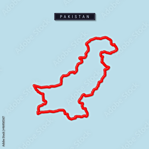 Pakistan bold outline map. Vector illustration