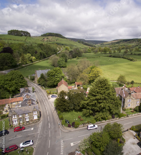 Crossroads and central gren at Rosedale Abbey in the North York Moors photo