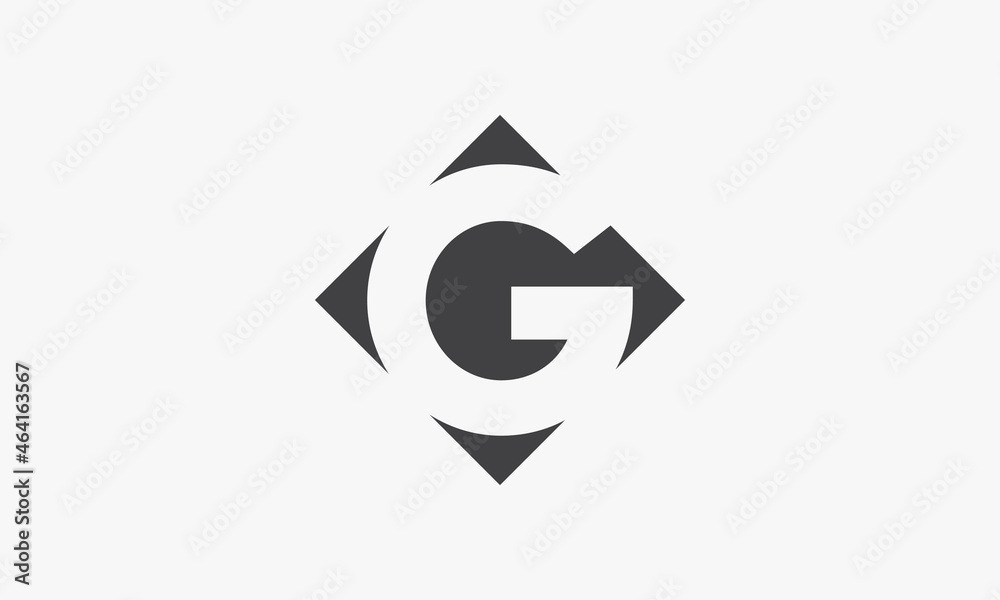 abstract letter G logo negative space isolated on white background. abstract letter G logo negative space isolated on white background.